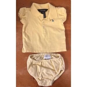 Polo Ralph Lauren Baby 9 Month Yellow Outfit Polo with bloomers